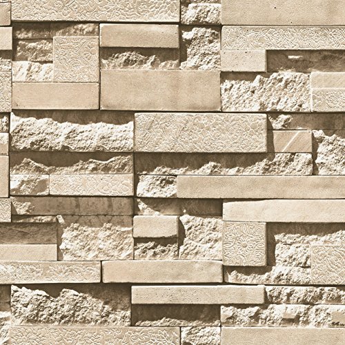 Blooming Wall: 20.8 In*32.8 Ft=57 Sq Ft, Modern Brick Wallpaper Faux Rust Tuscan Brick Wall Paper Roll,looks Real Up! Yellow