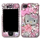3D Swarovski Pink Hello Kitty Crystal Bling Case Cover faceplate for iphone 4 4S AT&T Verizon & Sprint (Handcrafted by BlingAngels)