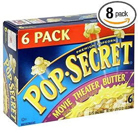 Pop Secret Popcorn, Movie Theater Butter, 6-Count Packages (Pack of 8)