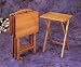 Set of 4 Oak Finish Solid Wood TV Dinner Tray Tables