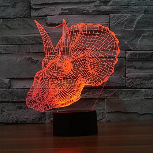 Saiam Herbivorous Dinosaurs Head 3D Night Light Children Kids Bedroom Decoration with Touch Button