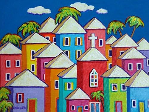 Colorful Houses Tropical Print 9x12 - Korpita