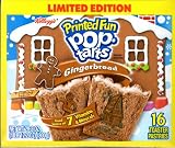 Kellogg s Printed Fun Pop Tarts, Gingerbread - Limited Edition 16 Count Toaster Pastries, 28.2 oz Box