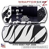 Zebra Stripes WraptorSkinz Skin and Screen Protector Kit fits Sony PSP 3000 ....