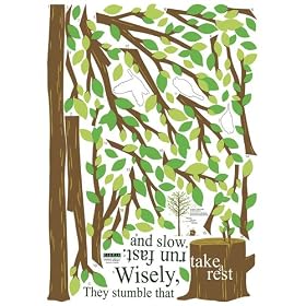 Instant Home/Wall Reusable Decal Stickers - Inspirational Quote Tree Stump Forest Bird