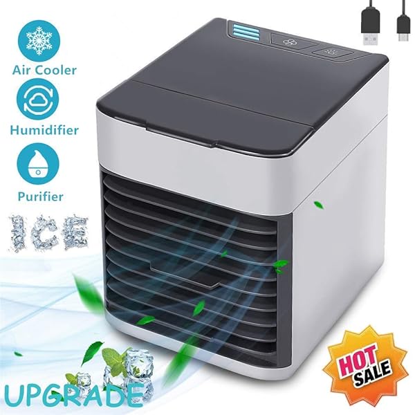 Portable Air Cooler Mini Usb Fan Air Conditioner 3 In 1 Personal Space Air Cooler Purifier Humidifier With Led Lights For Office Home Kitchen Home Kitchen Mobile Air Conditioners