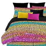 Street Revival Rainbow Leopard Queen Comforter Set, Multi