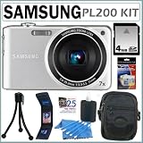 PL200 Samsung 14.2MP Digital Camera with 7x optical zoom and 3 inch LCD Silver + Accessory Kit 4 GB