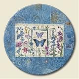 Lazy Susan ~ Blue Wildflower Butterfly ~ decorative tempered glass ~ 16 inch diameter ~ code 316