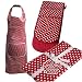 Retro Red Spotty Apron, Tea Towels and Double Oven Glove Set