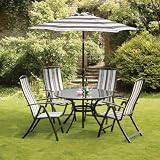 Antigua 4 Seat 1.2m Round Patio Furniture Set - Oreo