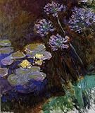 Hand Made Oil Reproduction - Claude Monet - 32 x 38 inches - Water-Lilies and Agapanthus