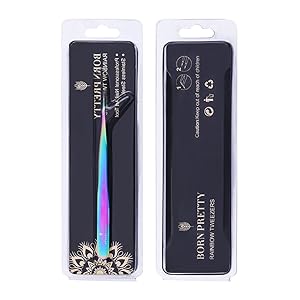 Born Pretty Tweezers Straight Curved Rainbow Stainless Steel