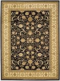 6' x 9' Rectangular Safavieh LNH219A-6 Black/Ivory Color Machine Made Turkish "Lyndhurst Collection" Rug
