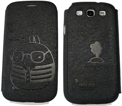 MOLANG Premium Leather Flip Case Cover For Samsung Galaxy S3 III i9300 i747 T999 L710 i535 R530 LTE 3G 4G (Black)