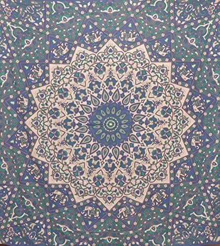 Kaleidoscopic Star,indian Mandala Elephant Star Tapestry,itricate,decorated Throw,curtain,wall Art,handmade Bed Sheet,bed Cover,bed Spread 85" X92"