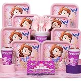 Disney Junior Sofia the First Deluxe Party Supplies Pack Including Plates, Cups, Napkins and Tablecover - 16 Guests