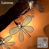 LIDORE® 10 Counts Metal Dragonfly Patio String Light (Warm white)