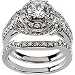 14K White Gold Diamond Wedding Set Semimount - 0.60 Ct. - CENTER STONE NOT INCLUDED