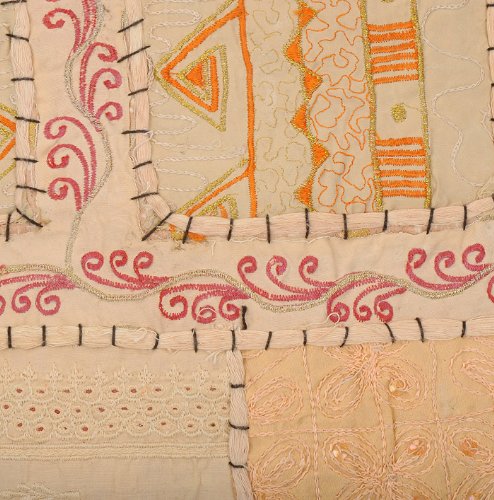 Imagen 3 de Cojín decorativo hecho a mano de algodón cover set Adorna con tamaño de trabajo de bordado y parche de 16 x 16 pulgadas Juego de 2 piezas