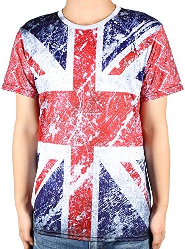 TeeKingdom Union Jack Flag 3d Unique Printed T-shirts (X-Large, Tba0030)