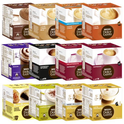  Nescafé Dolce Gusto Capsules Lot tout compris, 12 Boîtes, 192 capsules