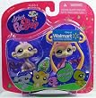 Littlest Pet Shop Exclusive Sportiest Pet Pairs Figures Lilac Monkey and Brown Monkey with Flowers