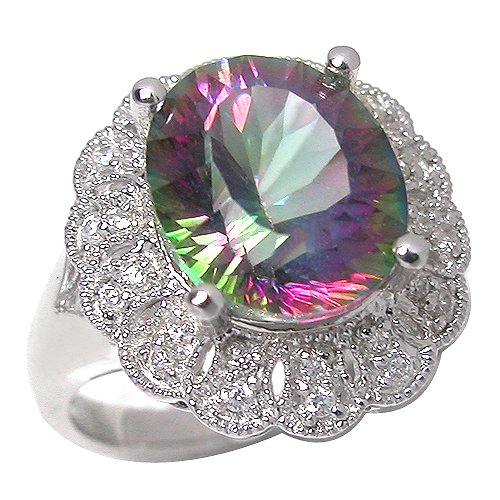 Deal 9.5ct Genuine Natural Seven Color Gemstone and Diamond 10k White Gold Ring(Limited Edition) Reviews
