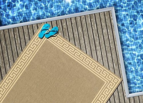 nuLOOM OWSK03C 100-Percent Polypropylene Outdoor Greek Key Shaun Area Rug, 9-Feet by 12-Feet, Taupe