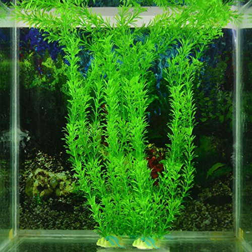 Medius Plastic Artificial Green Plant Grass For Fish Tank Aquarium Decor 1pc
