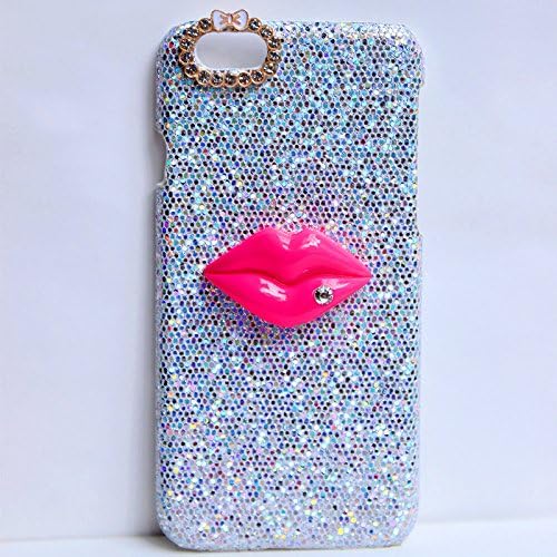 Iphone 6 Plus Case (5.5 Inch) Extreme Deluxe Bling Diamante White Lips Handmade Clear Crystal Rhinestone Diamond Skin Case Cover Compact, Elegant, Stylish Hard Phone Shell Protection for Iphone 6 Plus