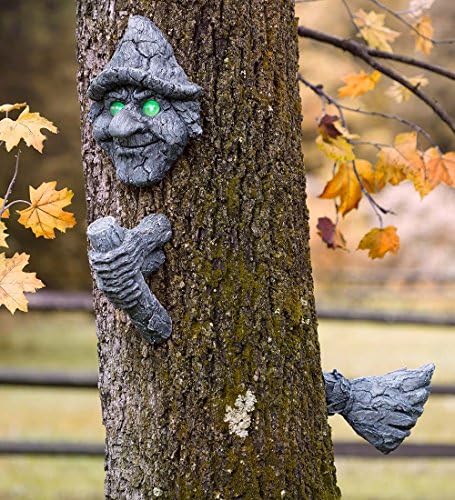 Halloween Glowing Eyes Witch Face And Broom