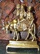 Lord Shiva-shiva Parvati Sitting on Nandi in Brass 10"