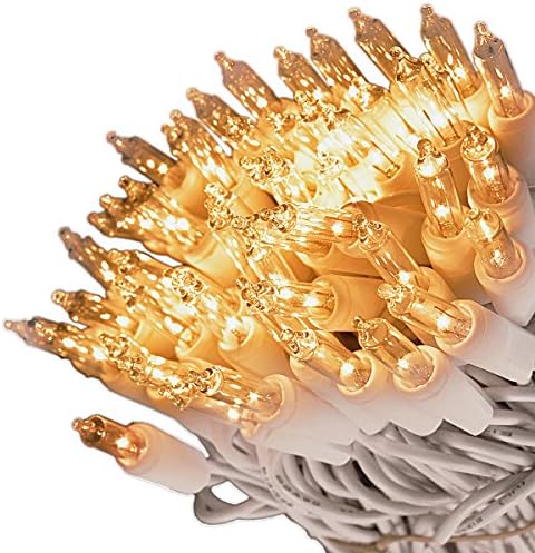 Pansdore Christmas Mini Lights 50 Count Mini Blubs String Lights Set Warm White for Home Patio Garden Party Wedding Indoor Outdoor Decoration, White Wire