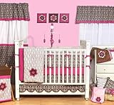 Bacati Damask Pink and Chocolate Baby Crib Set 10 Piece