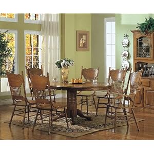 7PCS Country Solid Oak Nostalgia Dining Table and 6 Chairs Set by visiondecor Furniture