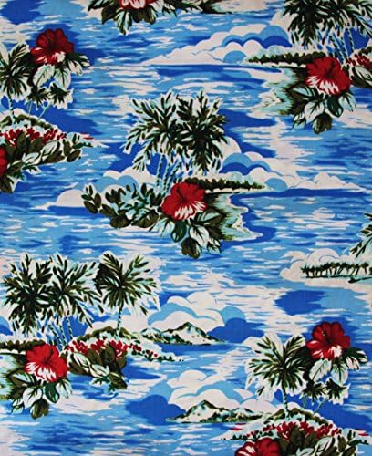 HAWAIIAN PRINT 100% COTTON FABRIC ~ 1 YARD