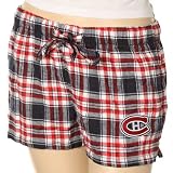 NCAA Montreal Canadiens Ladies Navy Blue-Red Plaid Lounge Shorts (Large)