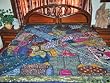 ZARDOZI EMBROIDERED BEADS SARI TAPESTRY BEDSPREAD COVERLET THROW WALL HANGING