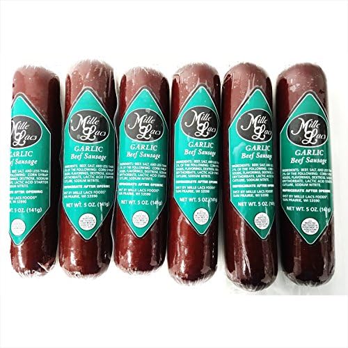 Meat Lovers Six Pack Natural Smoked Garlic Sausage for Fathers Day Food Gift Idea for Men Him Boyfriend Dad