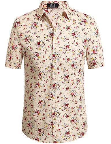 Sslr men s casual all over print short sleeve shirt (me…