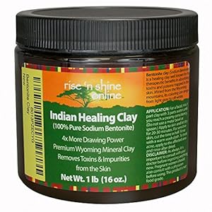 16 Oz Pure Bentonite Indian Healing Clay Powder From Wyoming - FREE EBOOK - Natural Face Mask Detox, Organic Skin Pore Cleansing, Rejuvenates Skin and Hair - Helps Acne, Psoriasis and Eczema