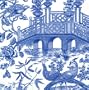 Entertaining with Caspari Set of 2 Chinoiserie Toile Bridge Lunch Napkins, Blue, 40 Napkins Total