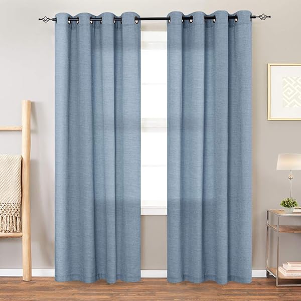 Jinchan Linen Textured Curtains For Living Room Grommet Top Window
