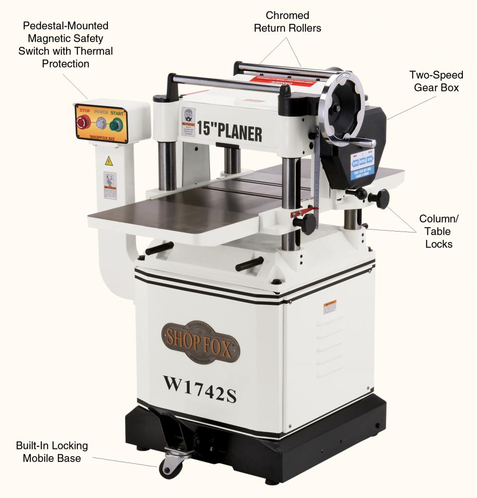 Shop Fox W1742S 15inch Planer With Spiral Cutterhead Power Planers