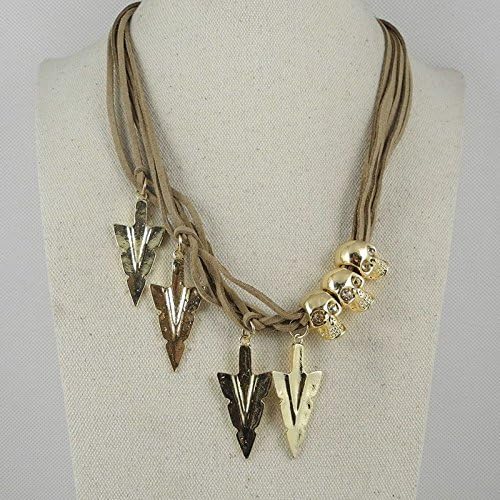 2 PCS Fashion Jewelry Necklace Long Chain Pendent Sweater Collar Bib Choker Collier Metal Triangular Arrow Skulls