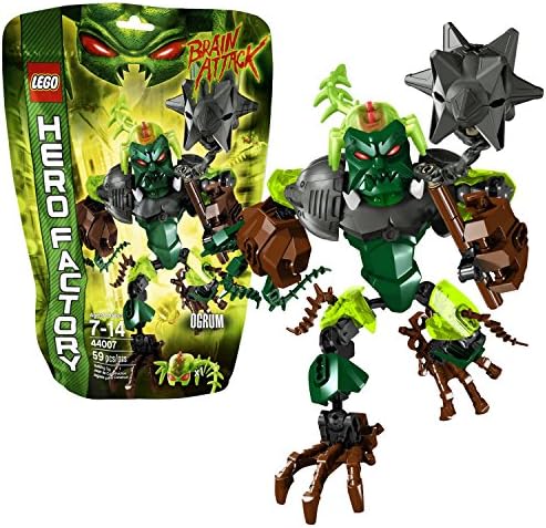 Lego Year 2013 Hero Factory Series 7 Inch Tall Figure Set #44007 - OGRUM with Removable Light-Green Evil Brain, Vine Hand, Root Claw Feet and Devastating Wrecking Mace (Total Pieces: 59)