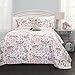 Lush Decor Pixie Fox Quilt Reversible 3 Piece Bedding Set - Gray/Pink - Twin Quilt Set