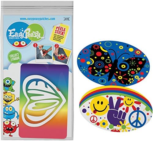 Easy Peasy Patches Permanent Patches, Cheerful, Love, Groovy and Butterfly, 3-Pack