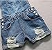 Difyou Women's Fray Pokcet Suspender Denim Overall Shorts Blue